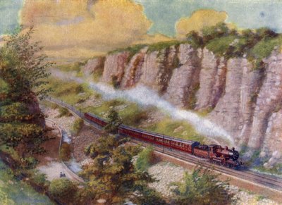 Un long train de passagers (lithographie) - English School