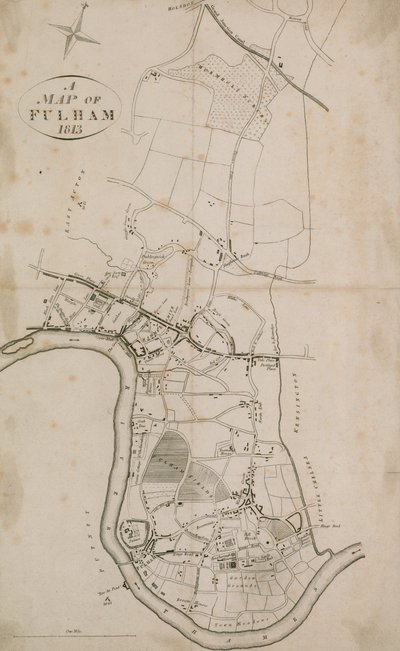 Carte de Fulham, Londres, 1813 - English School