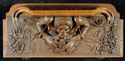 Une miséricorde représentant un ogre avec des épaules énormes, New College Chapel, Oxford, fin du 14ème siècle - English School