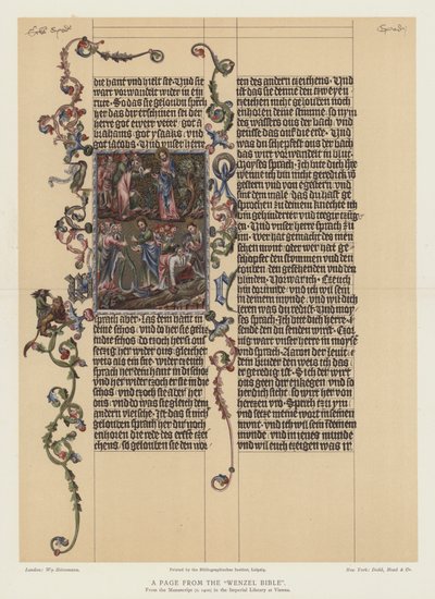 Une page de la Bible de Wenzel (lithographie en couleur) - English School