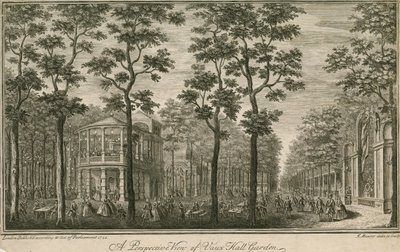 Vue en perspective des jardins de Vauxhall, Londres - English School