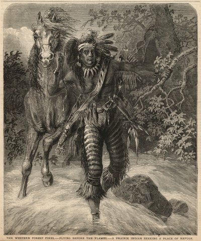 Un Indien des prairies cherchant un refuge - English School