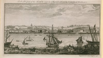 Vue de la ville et du chantier naval de Sa Majesté à Woolwich - English School