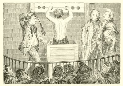 Une flagellation publique dans la cour de la Sessions House de Londres - English School