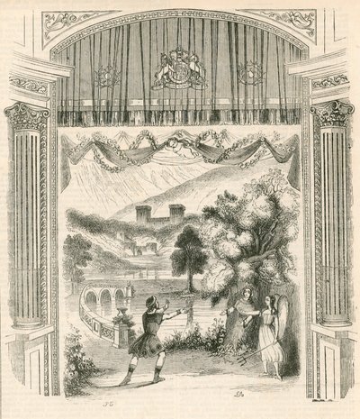 Une scène de la pièce King Arthur, Théâtre de Drury Lane, Londres - English School