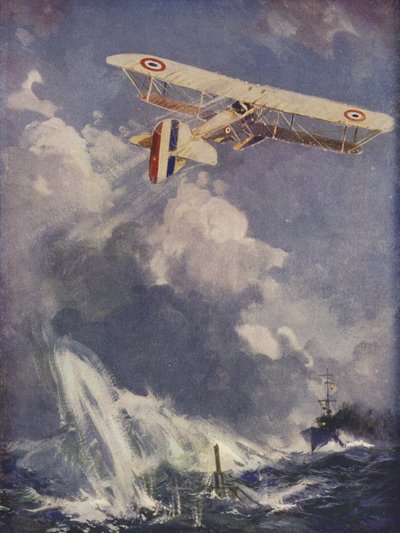 Un hydravion bombardant un sous-marin - English School