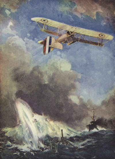 Un hydravion bombardant un sous-marin - English School