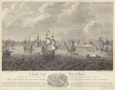 Vue sud-est de Londres (gravure) - English School