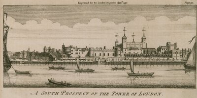 Une perspective sud de la Tour de Londres - English School