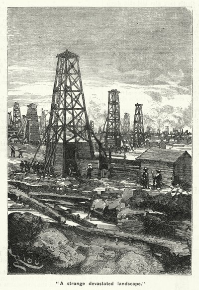 Un étrange paysage dévasté (gravure) - English School