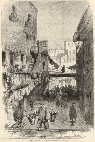 Une scène de rue dans le quartier chinois de San Francisco - English School