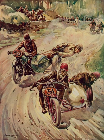 Trophée touristique de course de side-cars (lithographie couleur) - English School