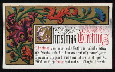 Un vers avec motif de rouleau floral, carte de vœux de Noël - English School