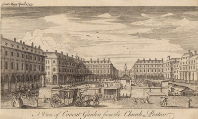 Vue de Covent Garden, Londres, depuis le portique de l