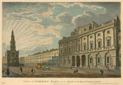 Vue de Somerset House et St Mary-le-Strand, The Strand, Londres - English School