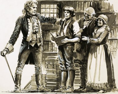 Un voisin riche voit Samuel Johnson travailler dans une librairie - English School
