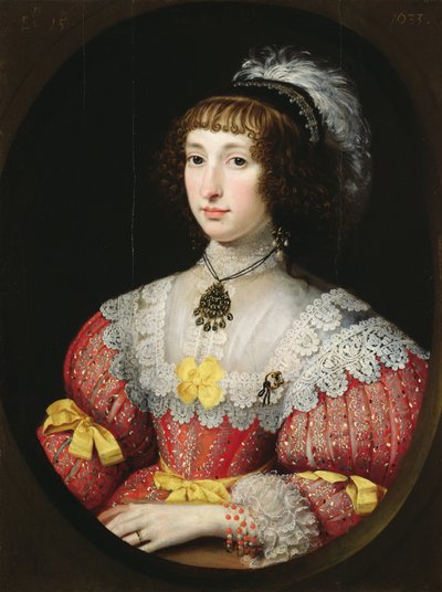 Une jeune dame avec une coiffe à plumes - English School