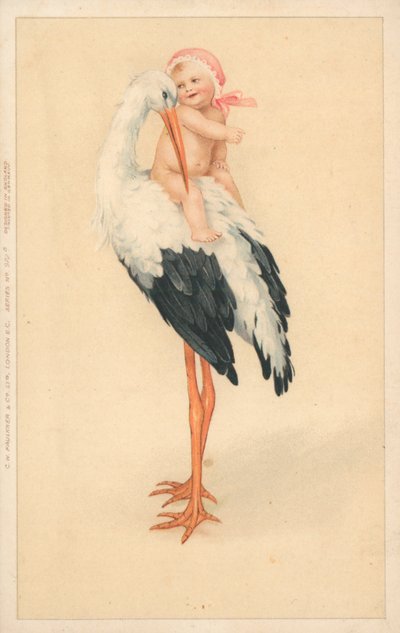 Jeune enfant chevauchant une cigogne - English School