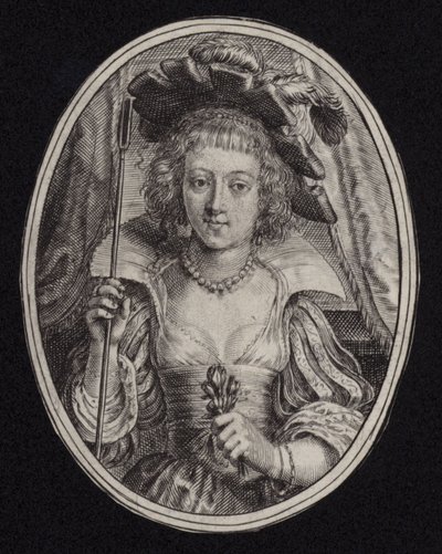 Jeune femme portant un bâton et tenant des fleurs - English School