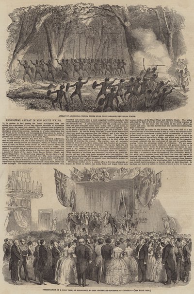 Affrontement aborigène en Nouvelle-Galles du Sud (gravure) - English School
