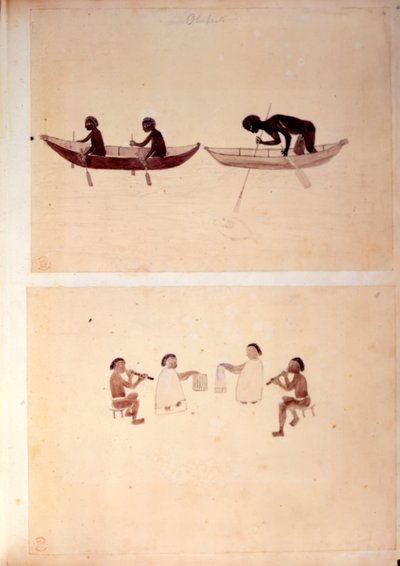 Les aborigènes pêchant, des 