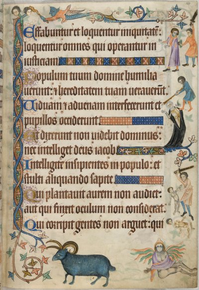 Add. 42130, f.169, Psaume 93, scènes de meurtre, du 