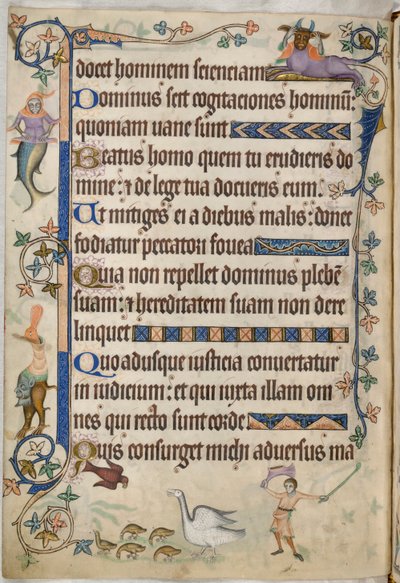 Add. 42130, f.169v, Psaume 93, Oies avec oisons, du 