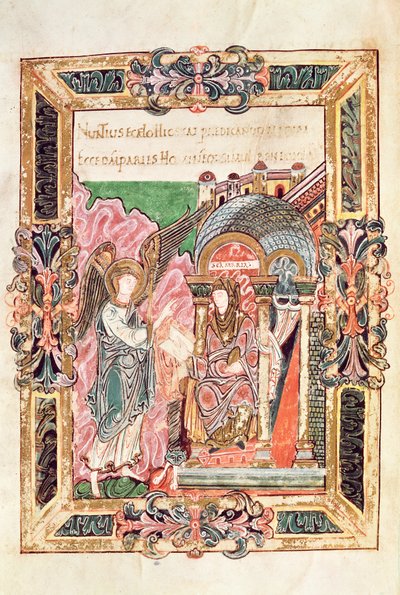 Annonciation, du Bénédictional de St. Aethelwold, Winchester, c.980 - English School