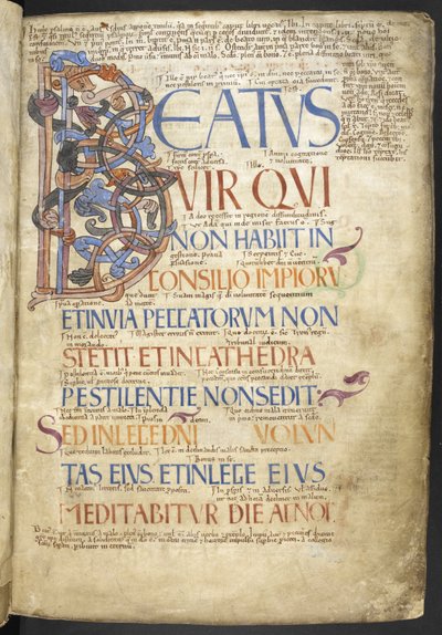 Initiale Beatus (Beatus vir), qui commence le livre des Psaumes du 