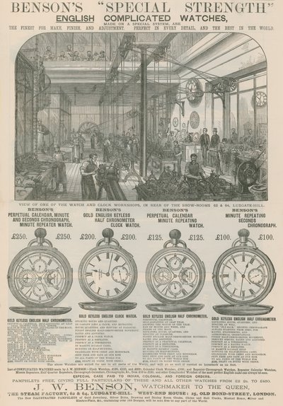Publicité pour les montres compliquées de Benson Special Strength - English School