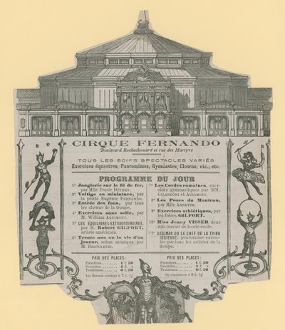 Publicité pour le Cirque Fernando - English School