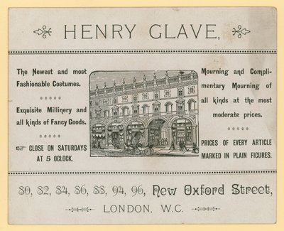 Publicité pour Henry Glave, New Oxford Street, Londres - English School