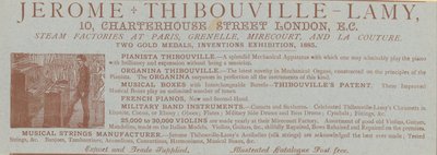Publicité pour Jerome Thibouville-Lamy, 10 Charterhouse Street, Londres, fabricant d