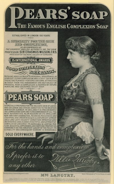 Publicité pour le savon Pears avec l