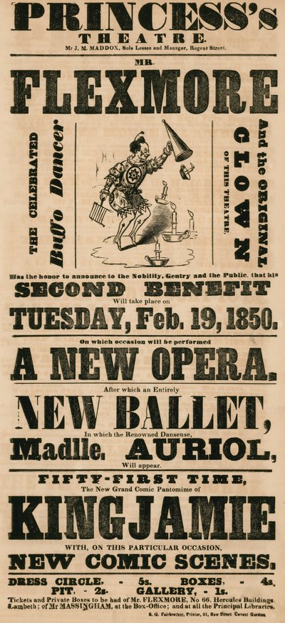 Annonce pour le Théâtre de la Princesse, Londres - English School