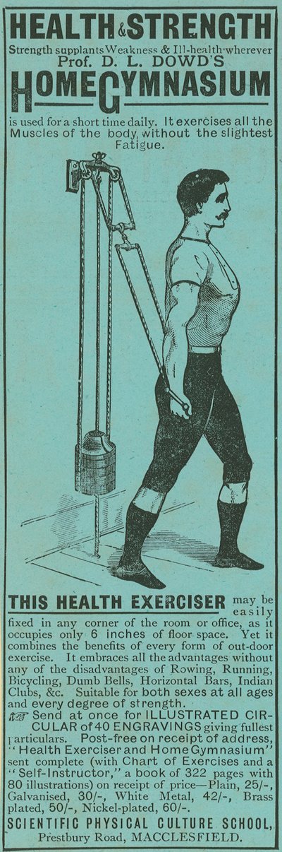 Publicité pour le gymnase à domicile du professeur D L Dowd - English School
