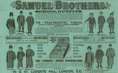 Publicité pour Samuel Brothers, Ludgate Hill, Londres - English School
