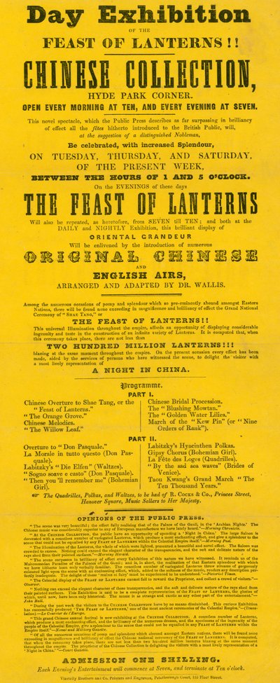 Annonce pour la collection chinoise, Hyde Park Corner, Piccadilly, Londres - English School