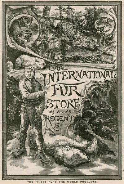 Publicité pour The International Fur Store, 163 & 165 Regent Street, Londres - English School