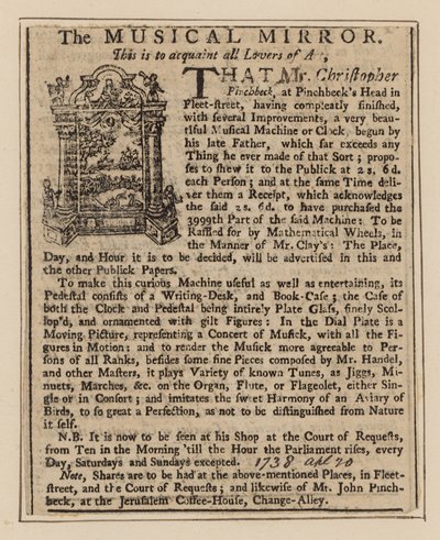 Publicité pour le Miroir musical - English School