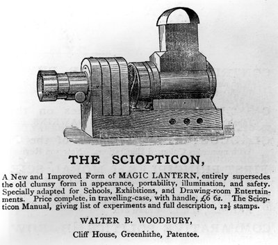 Publicité pour The Sciopticon, vers 1860s - English School