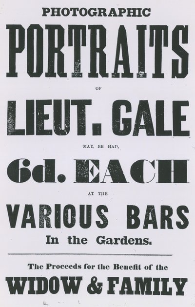 Publicité pour les portraits photographiques du Lieutenant Gale - English School