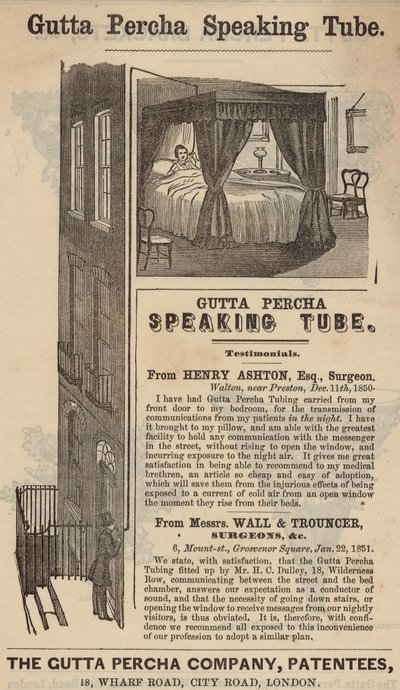 Publicité pour le tube parlant en gutta-percha - English School