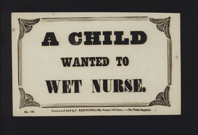 Annonce : Un enfant recherché pour allaiter (type) - English School