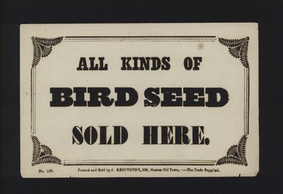 Annonce : Toutes sortes de graines pour oiseaux vendues ici (type) - English School
