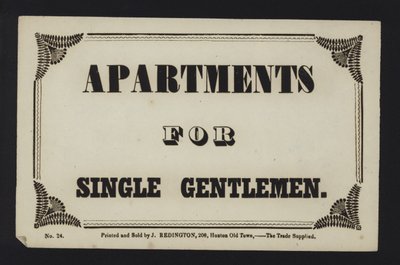 Annonce : Appartements pour hommes seuls (type) - English School