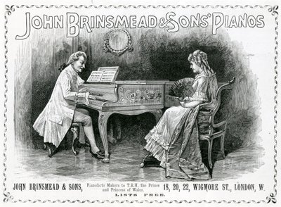 Publicité, John Brinsmead and Sons Pianos, Illustration pour The Graphic, 4 juillet 1891 (gravure) - English School