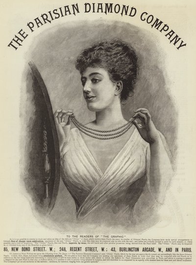 Publicité, La Compagnie Parisienne de Diamants (gravure) - English School