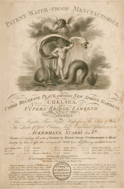 Publicité pour Ackermann, Stardy & Co., fabriques de produits imperméables brevetés - English School