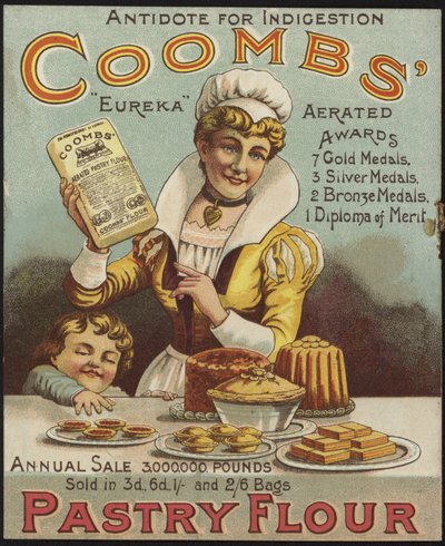 Publicité pour la farine de pâtisserie Coombs - English School